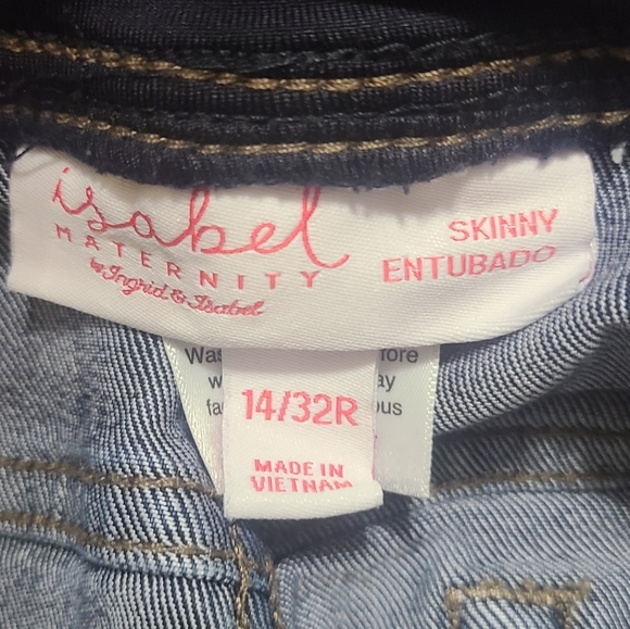 ISABEL MATERNITY Over the Belly Blue Denim Skinny Stretch Jeans - Size 14 32R - Picture 7 of 10